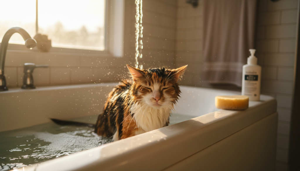 cómo bañar a un gato